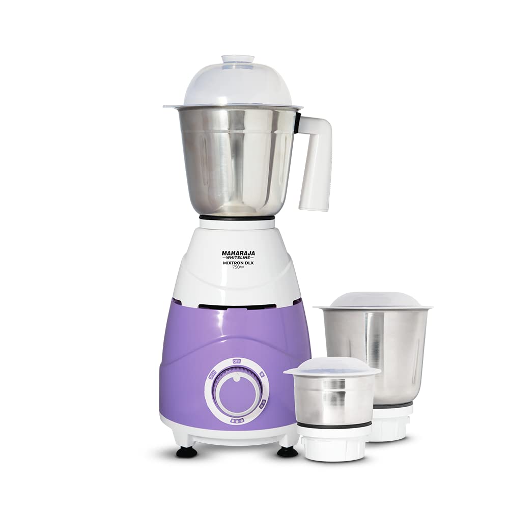 Maharaja Whiteline Mixtron DLX Mixer Grinder with 3 jars - 750W (Laverder & White)