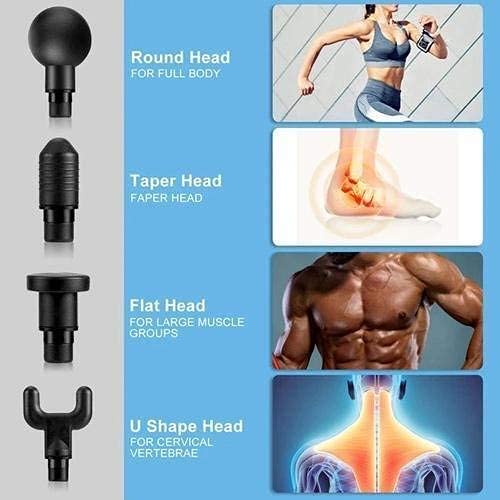 RF Portable Electric Fascial Gun KH-320 Massage Tool for Pain Relief | Mini Gun Massager with 4 heads | Massager For Pain Relief & Recovery | Portable Handheld Electric
