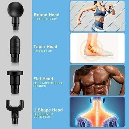 RF Portable Electric Fascial Gun KH-320 Massage Tool for Pain Relief | Mini Gun Massager with 4 heads | Massager For Pain Relief & Recovery | Portable Handheld Electric
