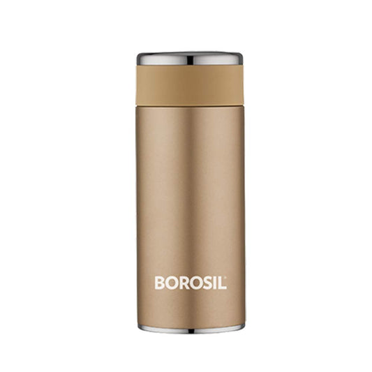Borosil Hydra Travelsmart 260 ml Stainless Steel Water Bottle | Double Wall Vacuum Insulated Flask | 8 Hours Hot & 10 Hours Cold | Leakproof, BPA Free | 1 Year Warranty, Rose Gold