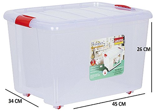 ARISTO Designer 111 Multipurpose Plastic Storage Container Box with Wheels 25 LTR (Clear, Transparent)