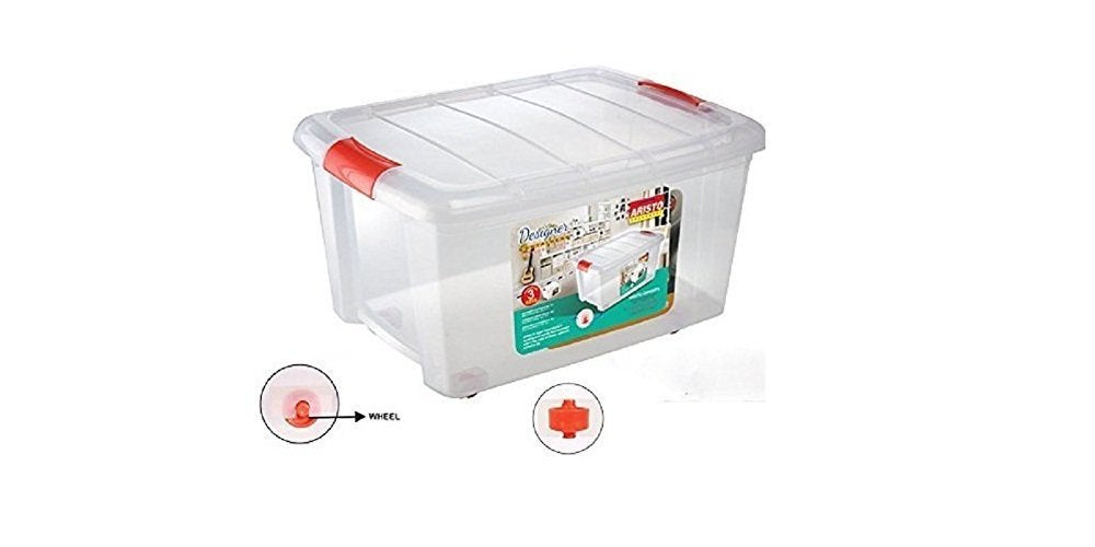 ARISTO Designer 111 Multipurpose Plastic Storage Container Box with Wheels 25 LTR (Clear, Transparent)