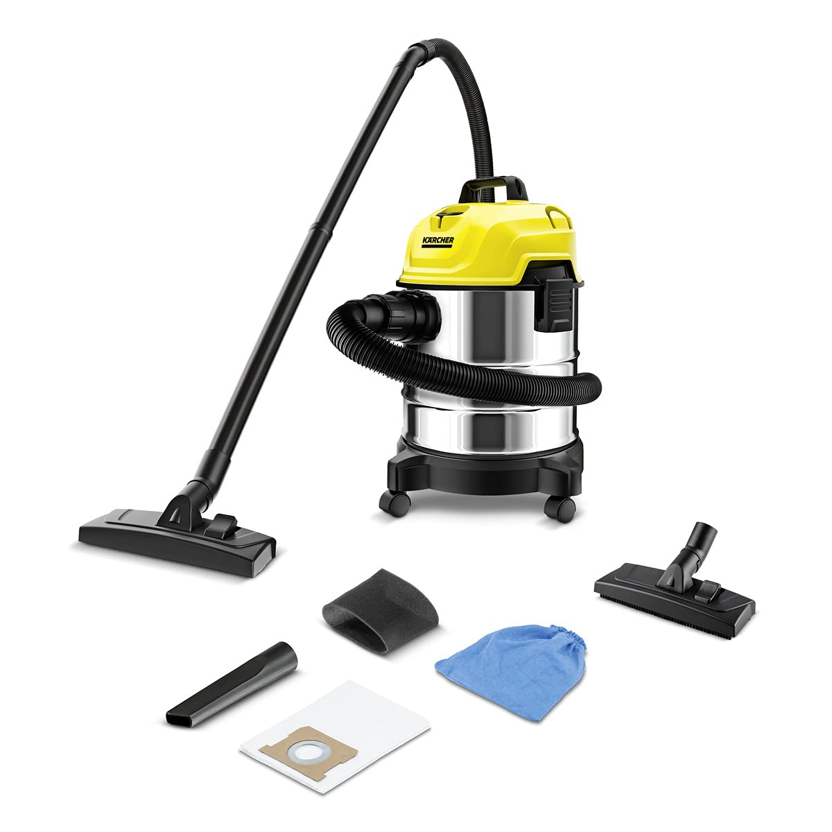 KARCHER Wd 1S Classic Kap-Multi-Purpose Vacuum Cleaner, Yellow, 18 Liter, Cartridge