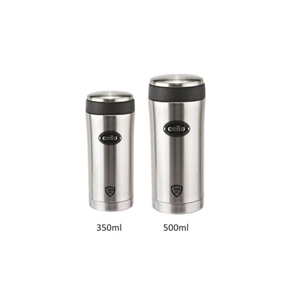 Cello My Cup Stainless Steel Water Bottle | Leak-Proof Cap & Wide Mouth Opening | Thermo Steel Technology | Ideal for Gym or Various Outdoor Activities Like Hiking, Trekking | 350ml- Silver