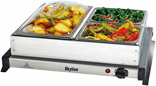 SKY LINE Buffet Server VTL-9666, 200W 2 * 1.5Ltr.+1 * 2.5 Stainless Steel Design