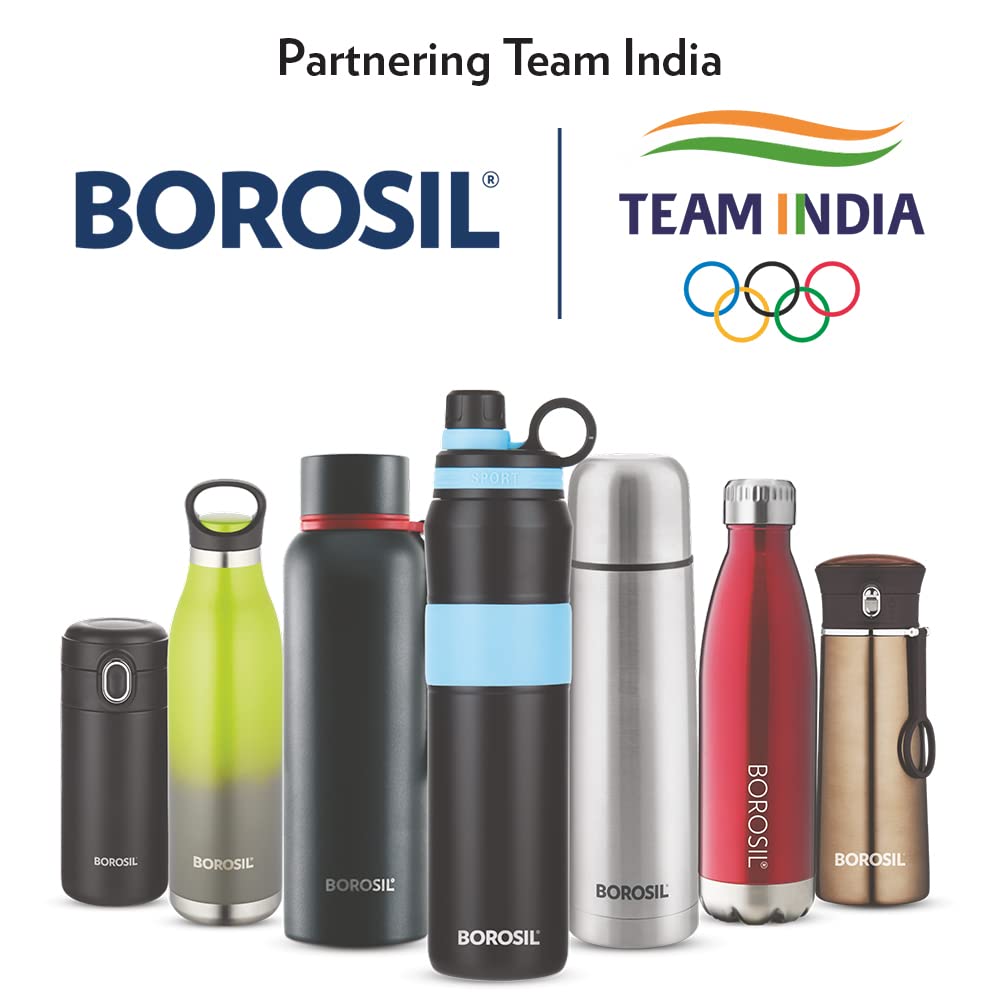 Borosil Hydra Travelsmart 360 ml Stainless Steel Water Bottle | Double Wall Vacuum Insulated Flask | 10 Hours Hot & 12 Hours Cold | Leakproof, BPA Free | 1 Year Warranty, Pink