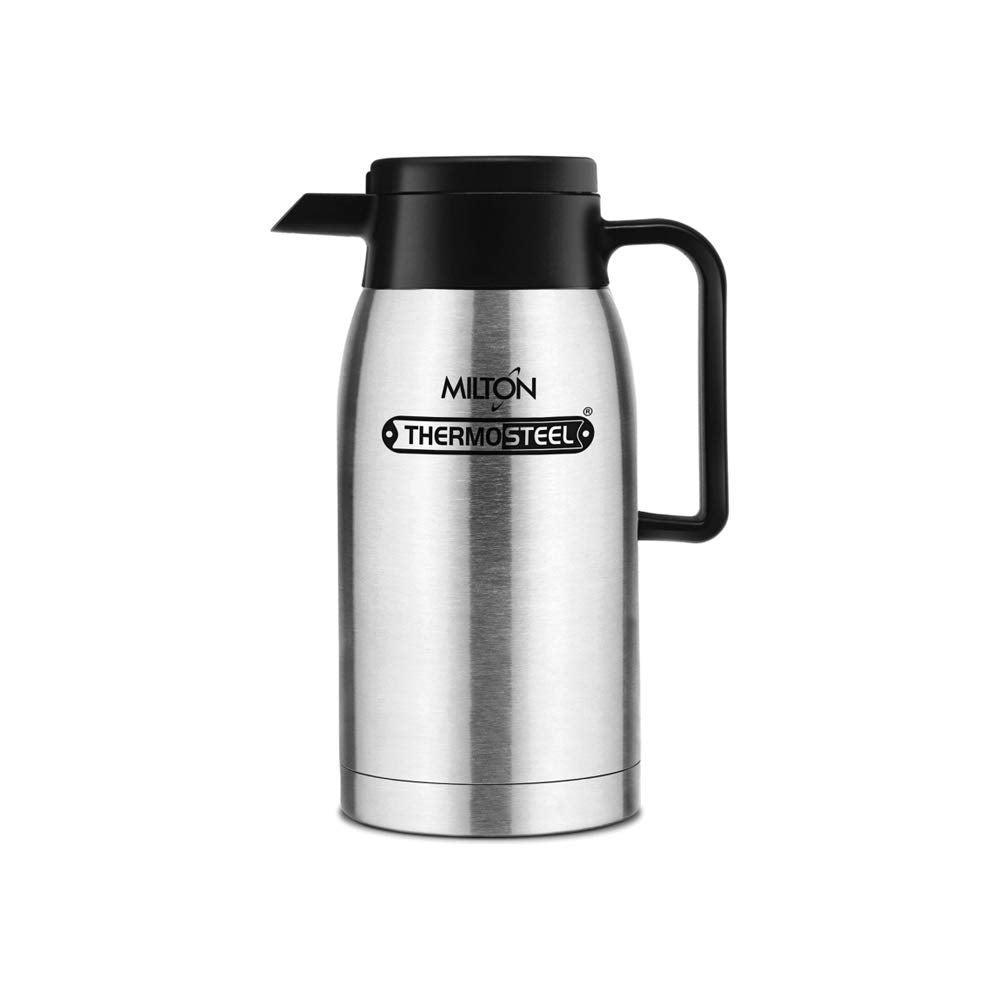 Milton omega 700 thermosteel vacuum insulated 24 hours hot or cold carafe, 700 ml, silver | 100% leak proof | easy to carry | ideal for tea | coffee | juice | water