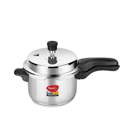 Pigeon by Stovekraft Inox Stainless Steel Pressure Cooker with Outer Lid, Compatible for Gas Stove and Induction, 3 Litre, Silver