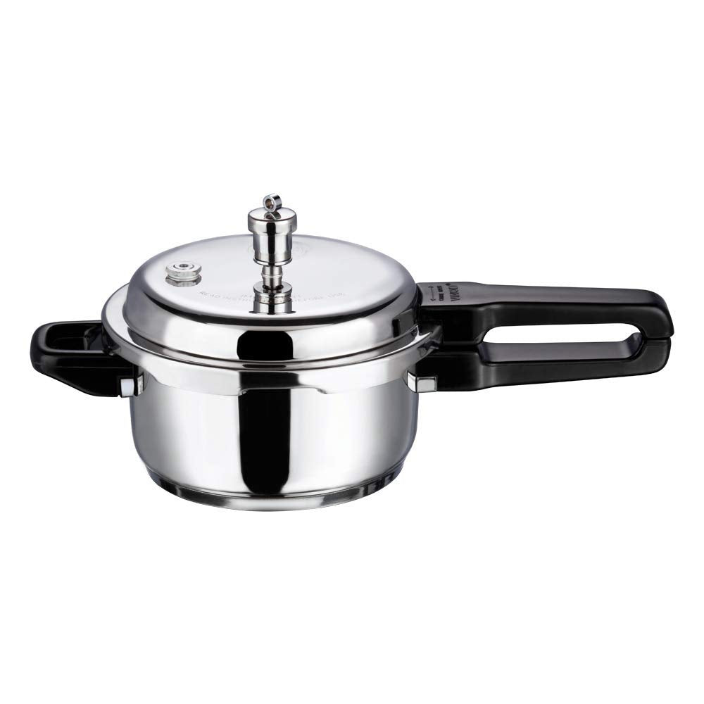 Vinod 18/8 Stainless Steel Pressure Cooker Outer Lid 3 Litre | Unique Sandwich Bottom Cooker | Induction and Gas Base | ISI and CE certified | 2 Years Warranty