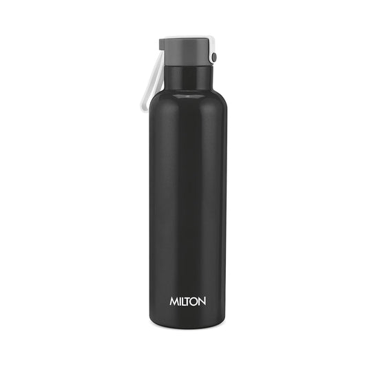 Milton Felice 900 Thermosteel Water Bottle 715 ml, 24 Hr Hot and Cold I Leak Proof Lid, ISI Certified I Vacuum Insulated I for Office, Gym, School I Black