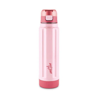 Milton Taurus 900 Steel Thermoware, Inner Stainless Steel, Cold PU Insulated, Leak Proof Water Bottle for School Kids, Office, Gym, Easy to Carry Handle, 665 ml, Black