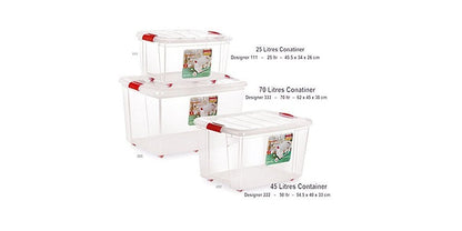 ARISTO Designer 111 Multipurpose Plastic Storage Container Box with Wheels 25 LTR (Clear, Transparent)