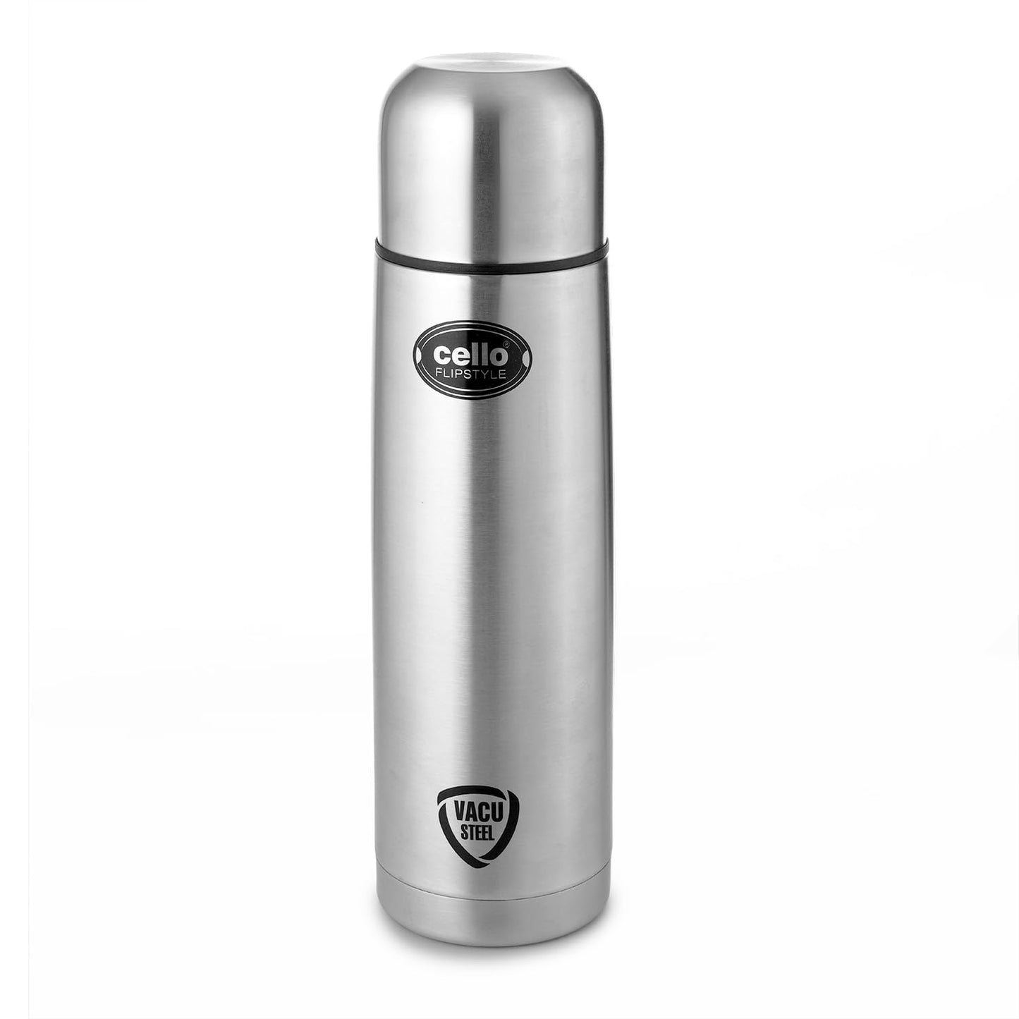 Cello Flipstyle Thermosteel Water Bottle with Jacket 500ml, Silver | 24 Hours Hot and Cold | Double Walled | Vacuum Insulated Flip Lid Flask Bottle | Perfect for Water, Tea, Coffee & Cold Beverages