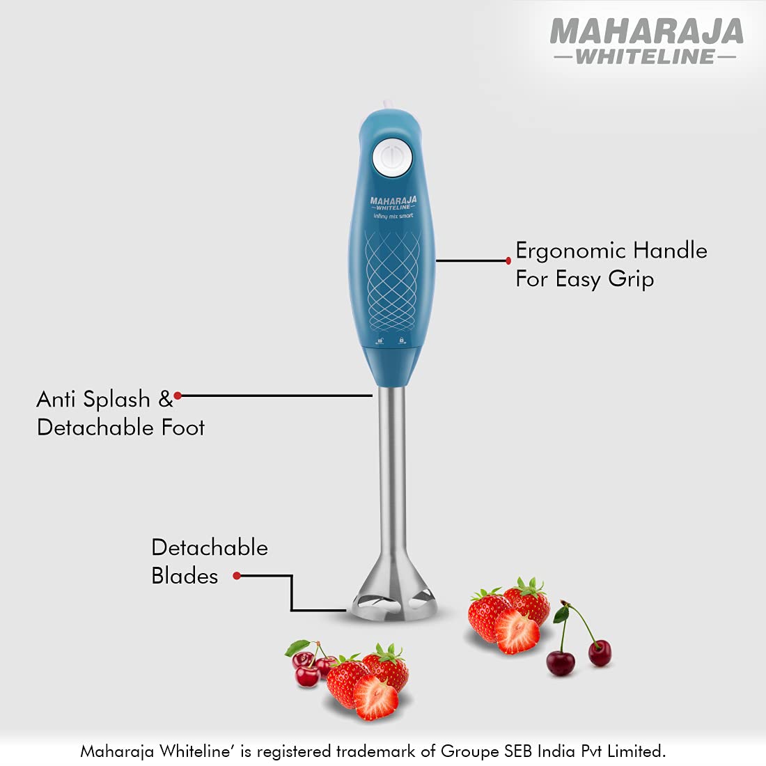 Maharaja Whiteline Infiny Mix Smart Hand Blender (175W), Turquoise Blue & White