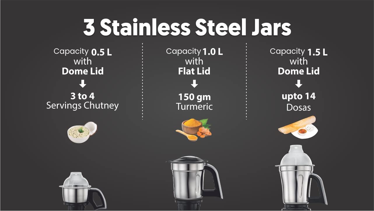 Preethi MG-212 750 W Mixer Grinder  (MG 212 | 3 Jars | Steel/Black