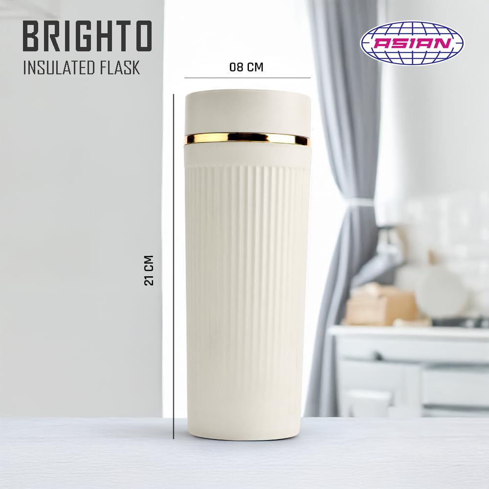 Asian Plastowares Brighto Beverage Holder Insulated Flask 500ml | Hot and Cold Bottle for Diwali Gift | Corporate| Beige