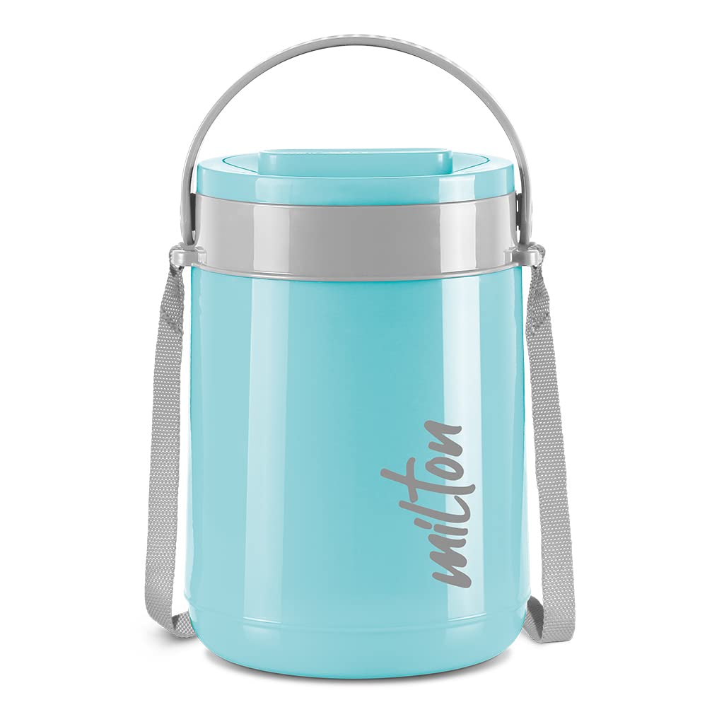 MILTON Classic Stainless Steel Tiffin With Lifter, 4 Container, 300 ml Each, Cyan | PU Insulated | Food Grade | Easy To Carry | Hot & Cold | Office | Outdoors | Food Grade