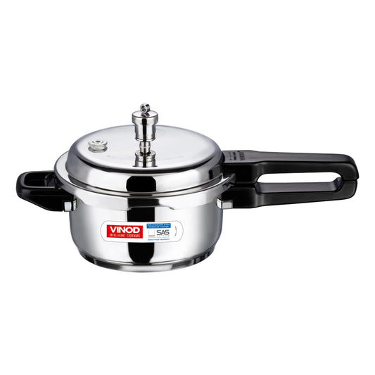 Vinod 18/8 Stainless Steel Outer Lid Pressure Cooker | Sandwich Bottom | ISI & CE Certified | Induction and Gas Stove Compatible | 2 Year Warranty | Silver
