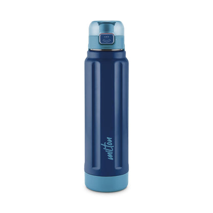 Milton Taurus 900 Steel Thermoware, Inner Stainless Steel, Cold PU Insulated, Leak Proof Water Bottle for School Kids, Office, Gym, Easy to Carry Handle, 665 ml, Dark Blue