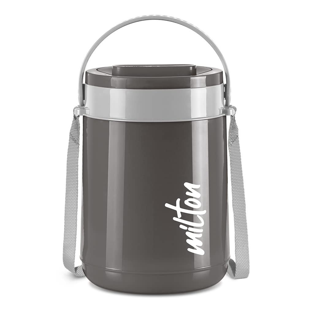 MILTON Classic Stainless Steel Tiffin With Lifter, 4 Container, 300 ml Each, Gray | PU Insulated | Food Grade | Easy To Carry | Hot & Cold | Office | Outdoors | Food Grade