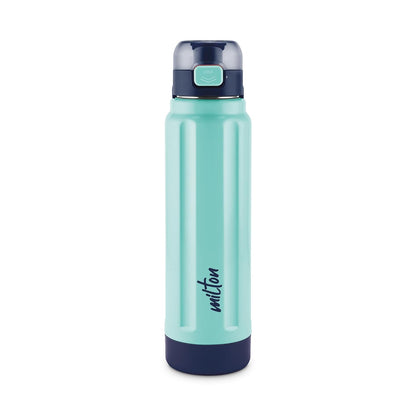 Milton Taurus 900 Steel Thermoware, Inner Stainless Steel, Cold PU Insulated, Leak Proof Water Bottle for School Kids, Office, Gym, Easy to Carry Handle, 665 ml, Dark Blue