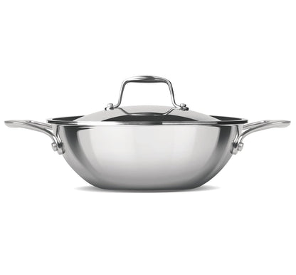 MILTON Pro cook TriPly Stainless Steel 24 cm Kadai with Lid, 2.6 litres, 3 Layer Kadhai for Cooking, Induction Bottom and Gas Stove Ready Cookware, Easy to Clean, 3 Years Warranty