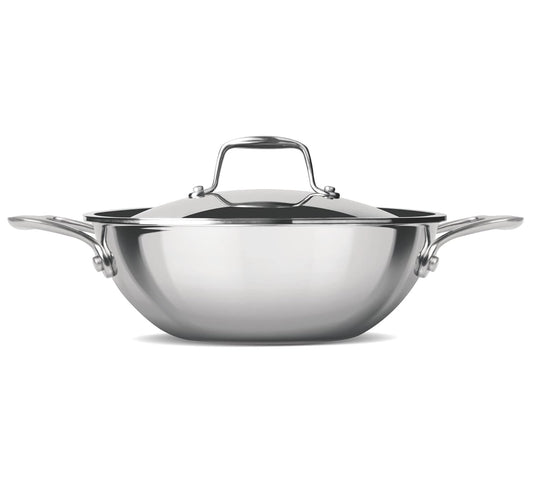 MILTON Pro cook TriPly Stainless Steel 24 cm Kadai with Lid, 2.6 litres, 3 Layer Kadhai for Cooking, Induction Bottom and Gas Stove Ready Cookware, Easy to Clean, 3 Years Warranty