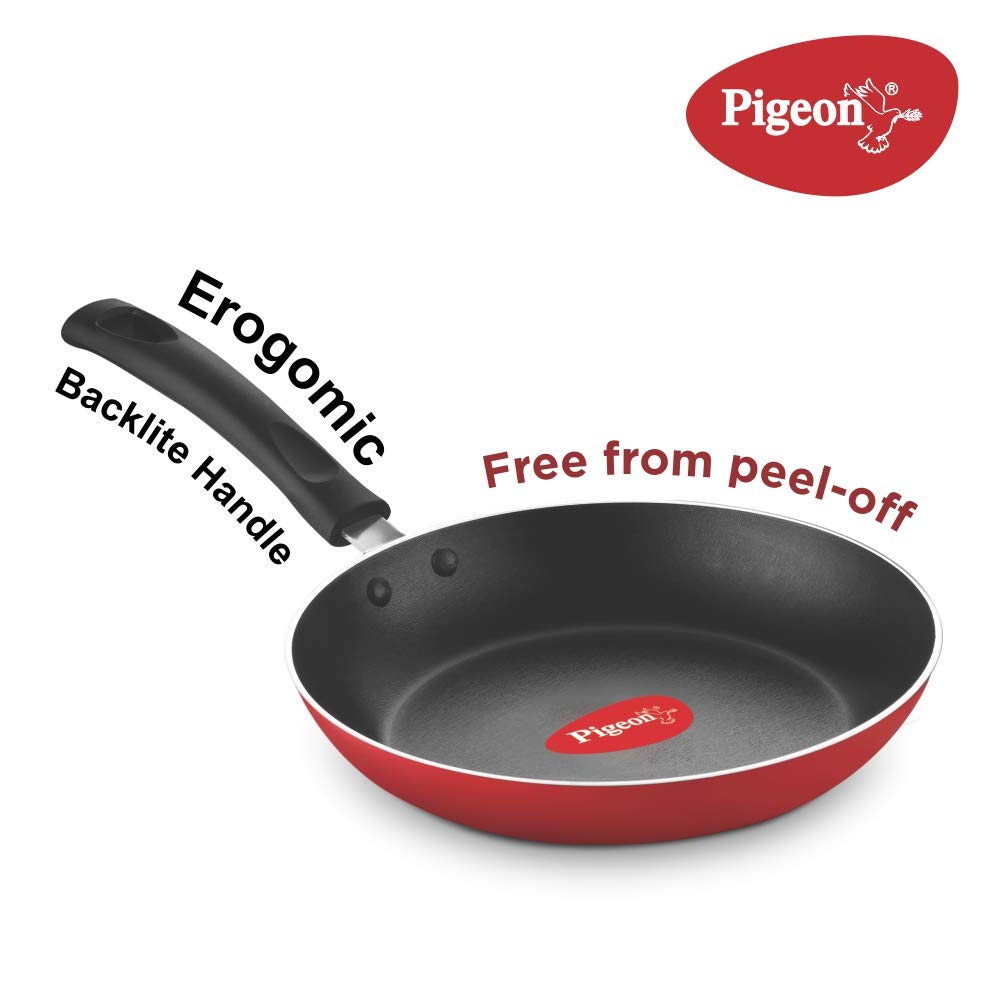 Pigeon Favourite Aluminium Duo Pack 250 Tawa, Fry Pan 240 (Red, Medium)