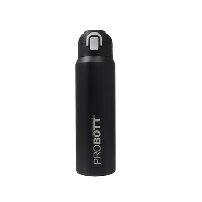 Probott Trek 800ml Thermoses Vacuum Insulated Flask Sipper Bottle, Stainless Steel Water Bottles, Black | Flip Top Cap | Hot and Cold | Leak Proof | Wide Mouth | Water, Tea, Coffee, Gym, Travel