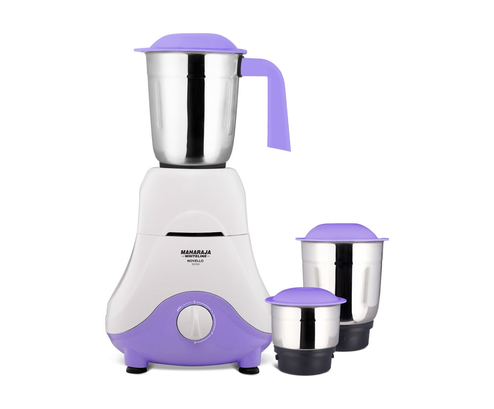 MAHARAJA WHITELINE NOVELLO 500 Mixer Grinder (3 Jars, Purple, White)