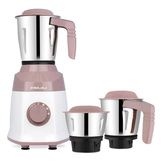 Bajaj Military Series Duetto 500W Mixer Grinder – 3 Stainless Steel Jars, DuraCut Blades, Pulse Mode, Overload Protection, Lilac White