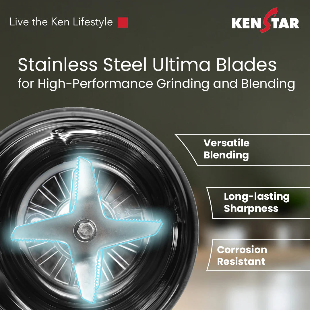 KENSTAR SPICE 500-WATT MIXER GRINGER WITH 3 JARS (WHITE & RED)