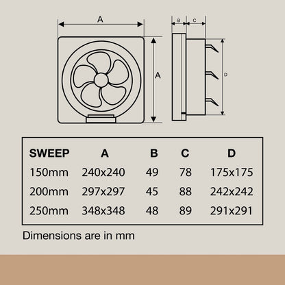 USHA Crisp Air VX Exhaust Fan | 150mm Sweep Size | 240mm Duct Size | 100% Copper Motor | 2 Year Warranty | (White)