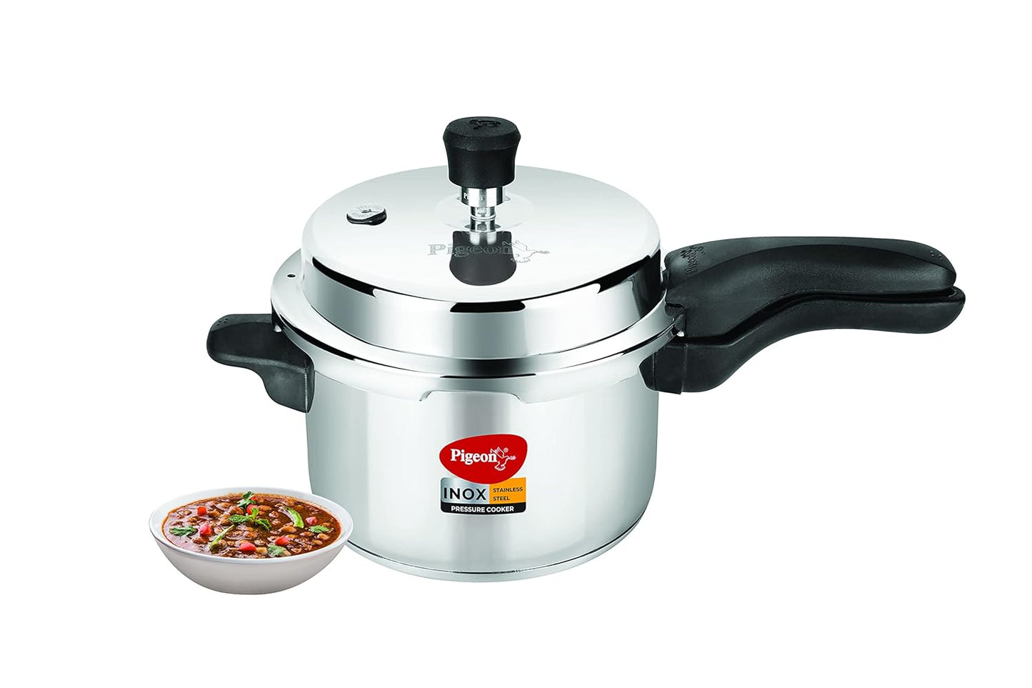 Pigeon by Stovekraft Inox Stainless Steel Pressure Cooker with Outer Lid, Compatible for Gas Stove and Induction, 3 Litre, Silver