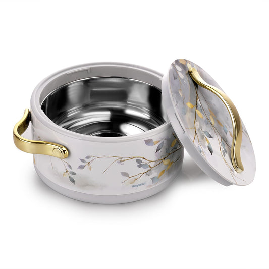 Nayasa Bethany Insulated Inner Stainless Steel Casserole- 2000 ML | Serving Bowl with Lid | Hot Pot for Kitchen | Roti Box | Grey