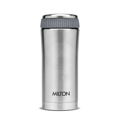 Milton Optima 350 Thermosteel Hot and Cold Flask, 340 ml, Silver | Vacuum Insulated | Rust Proof | Leak Proof | Tea | Coffee | Juice