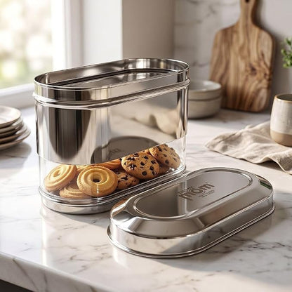 Apex ,Premium Stainless Steel Storage Container with Transparent Window Design, Airtight Kitchen Storage Jar for Rice, Pulses, Snacks & Dry Fruits