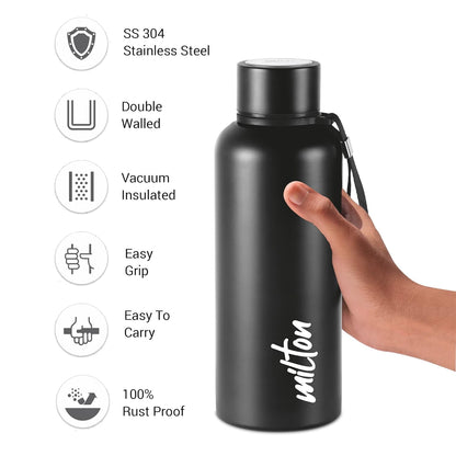 Buy Milton Aura 750 Thermosteel Bottle, 750 ml, Black 24 Hours Hot