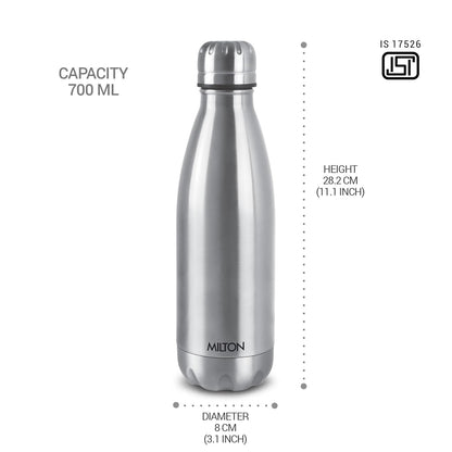 Milton Duo DLX 750 Thermosteel 24 Hours Hot and Cold Water Bottle, 700 ml, Silver