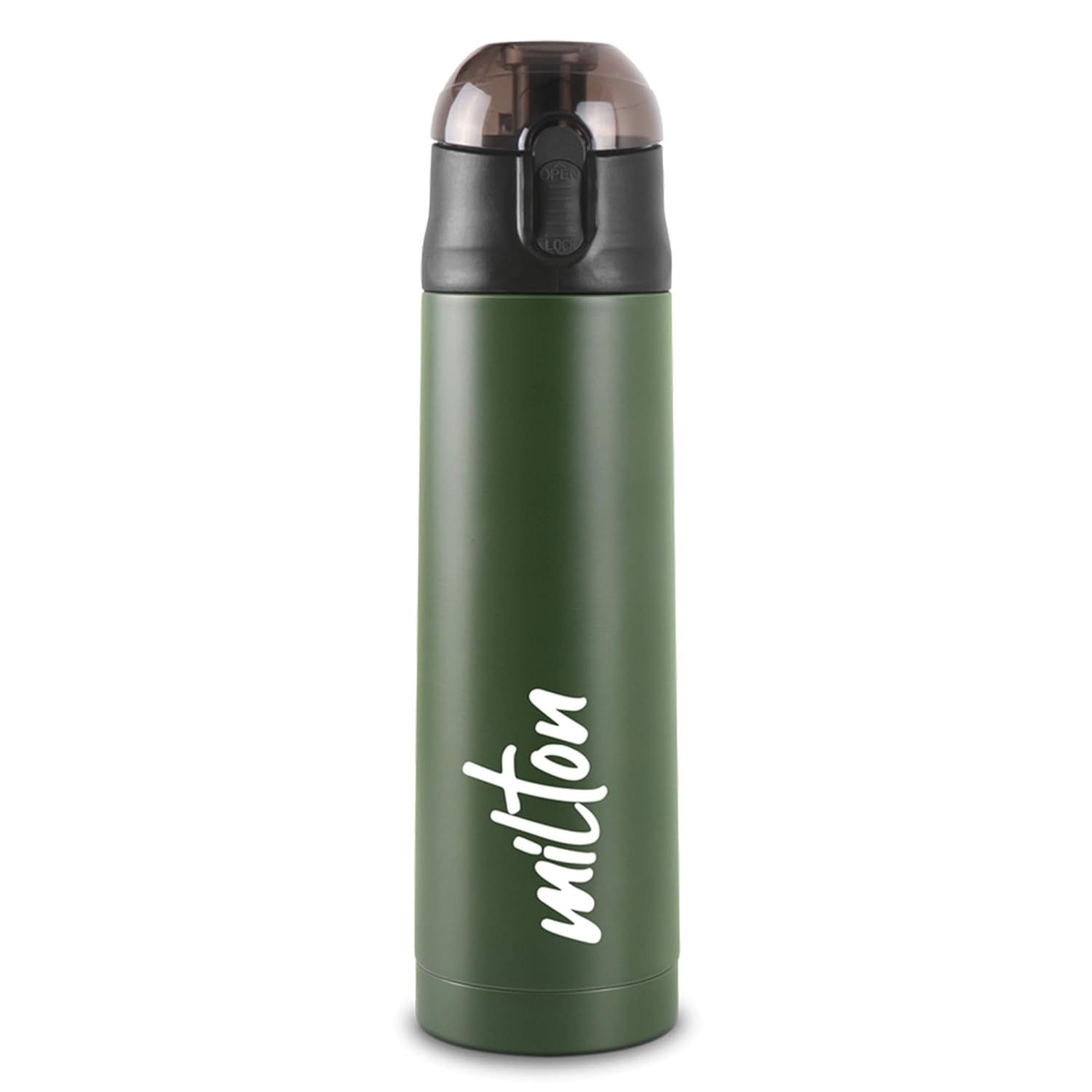 Milton New Crown 900 Thermosteel Water Bottle 750 ml with One Touch Safety Lock, 24 Hours Hot and Cold, Leak Proof Lid, ISI Certified I Vacuum Insulated I for Office, Gym, School I Green
