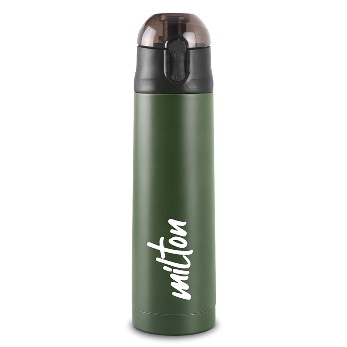 Milton New Crown 900 Thermosteel Water Bottle 750 ml with One Touch Safety Lock, 24 Hours Hot and Cold, Leak Proof Lid, ISI Certified I Vacuum Insulated I for Office, Gym, School I Green