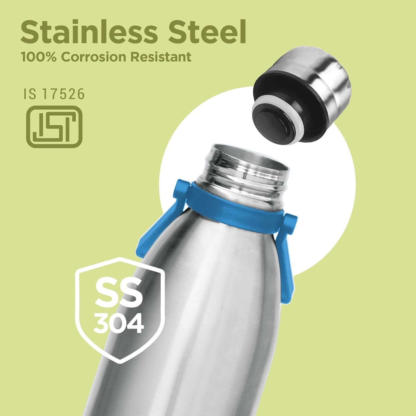 Milton Duo Dlx 2200 Thermosteel 24 Hours Hot and Cold Water Bottle with Handle, 2.02 Litres, Silver