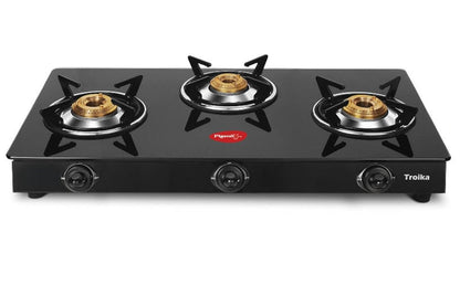 Pigeon Troika 3 Burner Glasstop Gas Stove, LPG/PNG