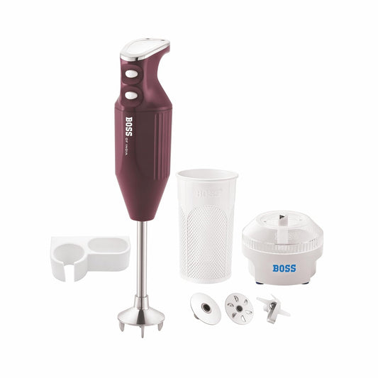 BOSS B136 Big Boss Portable Hand Blender | Powerful 275 W Motor | 5 Years Warranty* First In India | Variable Speed Control | Isi-Marked, Wine, 275 Watts