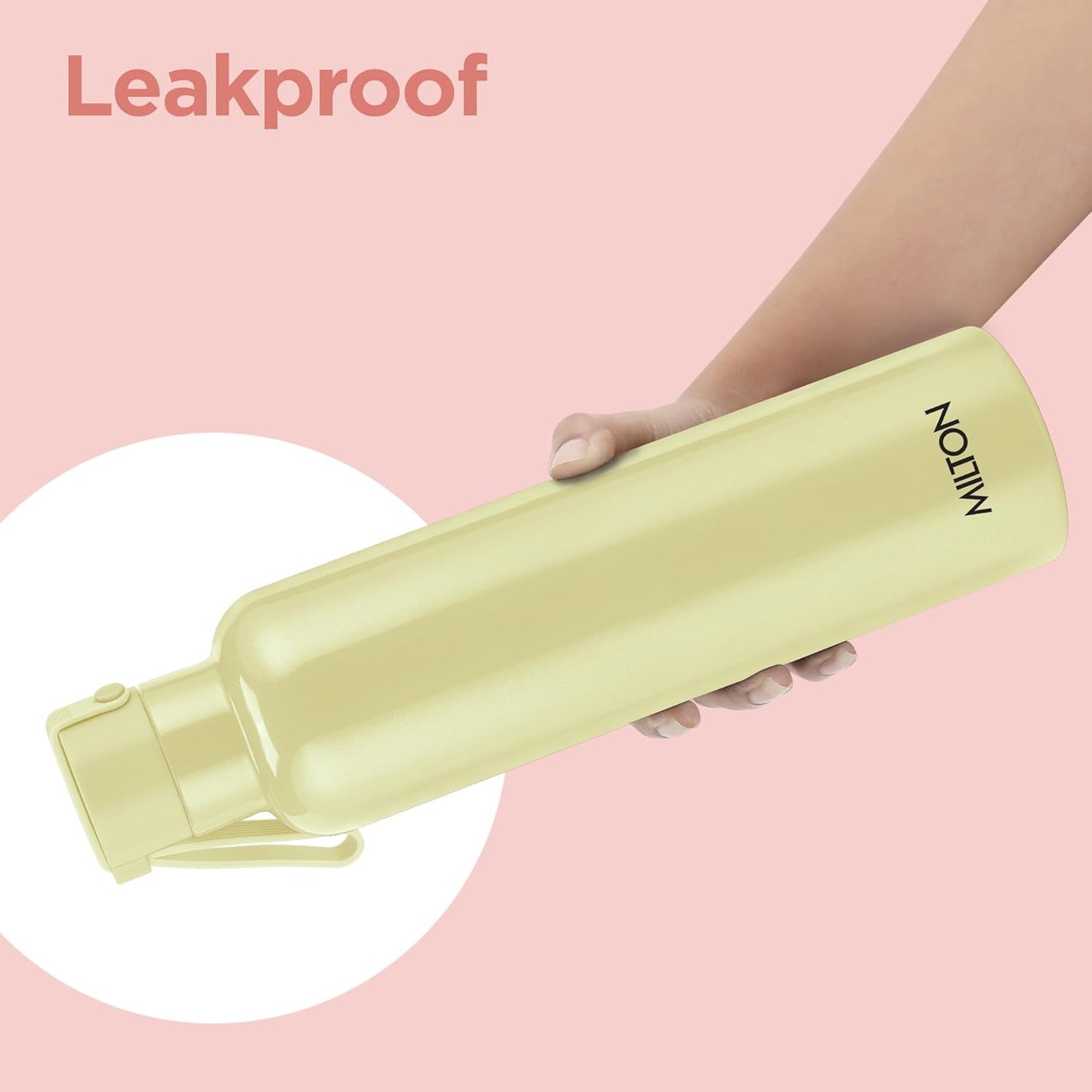 Milton Felice 1000 Thermosteel Water Bottle 880 ml, 24 Hr Hot and Cold I Leak Proof Lid, ISI Certified I Vacuum Insulated I for Office, Gym, School I Ivory