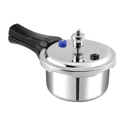 Vinod Triply Steel Pressure Cooker - 1 Litres | Fast & Even Heating, Less Oil Healthy Cooking | Induction & Gas Compatible | Outer Lid Mini Pan