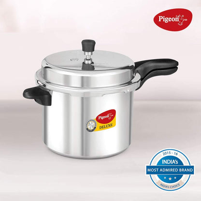 Pigeon by Stovekraft Deluxe Aluminium Outer Lid Pressure Cooker, 7.5 Litres, Silver