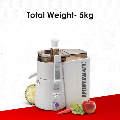 Sujata Powermatic 900 Watts Juicer | 22000 Rotations Per Min | 90 Minutes Continuous Running | Without Jar