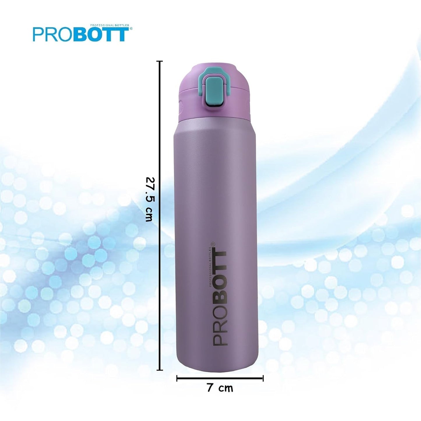 Probott Trek 800ml Thermoses Vacuum Insulated Flask Sipper Bottle, Stainless Steel Water Bottles, Purple | Flip Top Cap | Hot and Cold | Leak Proof | Wide Mouth | Water, Tea, Coffee, Gym, Travel