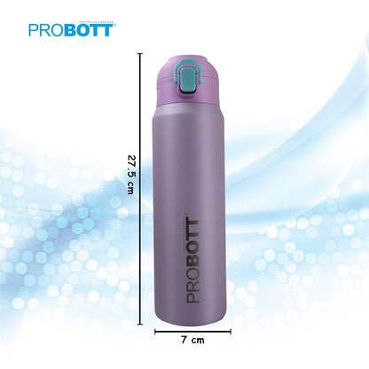 Probott Trek 800ml Thermoses Vacuum Insulated Flask Sipper Bottle, Stainless Steel Water Bottles, Purple | Flip Top Cap | Hot and Cold | Leak Proof | Wide Mouth | Water, Tea, Coffee, Gym, Travel